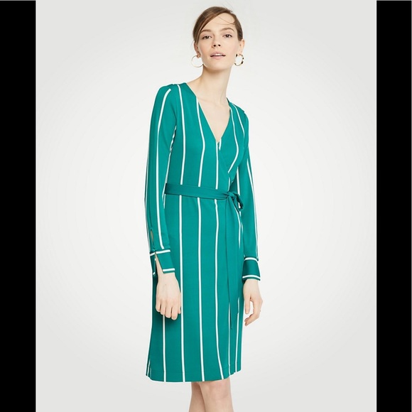 Ann Taylor Dresses & Skirts - Ann Taylor green striped wrap dress